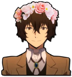 🙂 Dazai Osamu Bungou Stray Dogs Anime, Postać, Wianek, Dazai, Bungou Stray Dogs telegram sticker