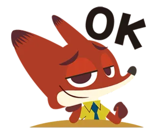 👌 OK лиса, мультфильм, животное, ок, выражение whatsapp sticker