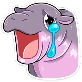 🥲 hipopotam, płacz, smutny, emoji, naklejka, kreskówka telegram sticker