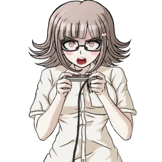 🎮 Chiaki Nanami Danganronpa anime, video game, girl, character, pink, eyes telegram sticker