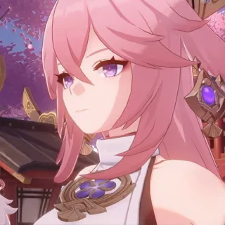 🦊 Yae Miko Genshin Impact Аниме, Genshin Impact, Яэ Мико, Видеоигра, Персонаж, Женщина whatsapp sticker