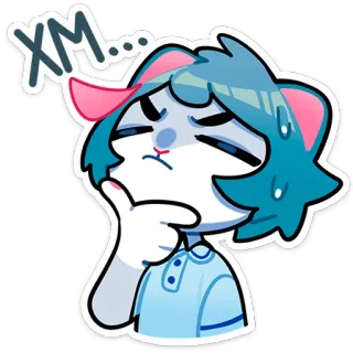 🤔 XM... Kreskówka, Kot, Myślenie, Pytanie, Zdezorientowany, Sfrustrowany, Naklejka telegram sticker