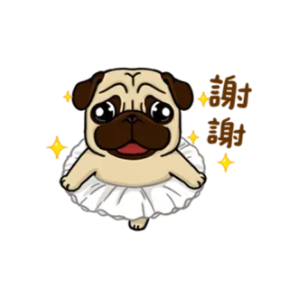 😉 mopshond, hond, ballerina, tutu, schattig, dier, sticker telegram sticker