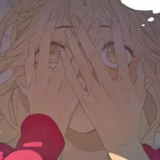 🌟 Anime, Manga, Gesicht, Hände, Blond, Mädchen, Porträt whatsapp sticker