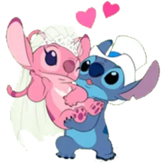 👰 Stitch Cartoon, Liebe, Hochzeit, Disney, Paar, Süß telegram sticker