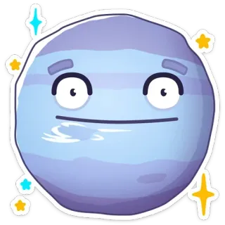 😐 planet, neptune, cartoon, space, stars, cute telegram sticker