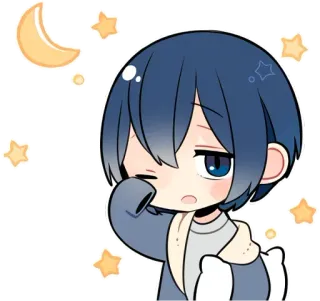 😴 动漫, 男孩, 困, 月亮, 星星, 可爱 telegram sticker