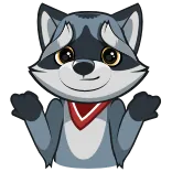 🙄 raton laveur, animal, mignon, dessin animé, bandana, haussement d'épaules telegram sticker