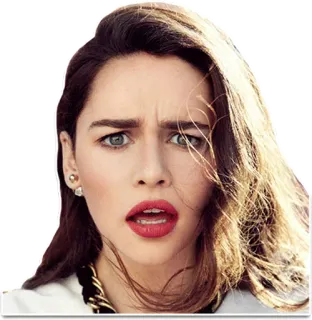 😳 Emilia Clarke 여배우, 유명인, 초상화, 여자, 얼굴, 표정 telegram sticker
