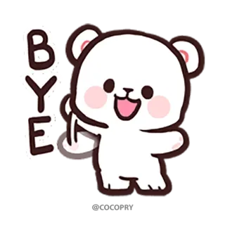 👋 BYE Dessin animé, Ours, Au revoir, Adieu, Adieu, Mignon whatsapp sticker