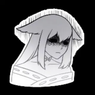 ☠️ Anime, Manga, Fille, Oreilles de Renard, Triste, Autocollant, Dessin Animé telegram sticker