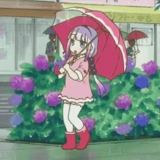 ☔️ Kanna Kamui Miss Kobayashi's Dragon Maid канна, аниме, dragon maid, зонт, каваий, дождь, милый telegram sticker