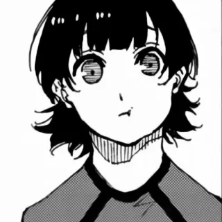 😐 anime, manga, portrait, black and white, character whatsapp sticker