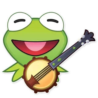 😋 Kermit grenouille, Kermit, Muppets, banjo, musique, dessin animé, personnage telegram sticker