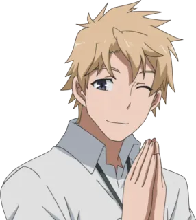 🙏 Anime, Personagem, Piscadela, Cabelo loiro telegram sticker