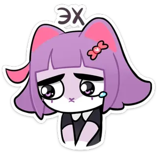 😫 Эх Anime, Fofo, Gato, Triste, Adesivo, Roxo telegram sticker