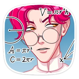 🤯 V=πr²h A=πr² C=2πr Mathe, Gleichung, Geometrie, Kreis, Mann, Brille telegram sticker