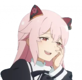 🤤 anime, pink hair, cute, girl, smile, smug telegram sticker
