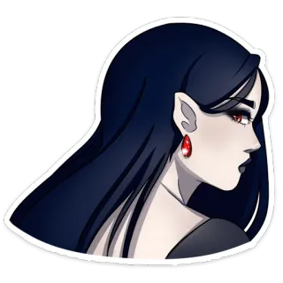 😕 вампир, готика, женщина, тёмный, фэнтези, серьги whatsapp sticker