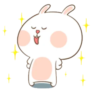 😇 conejo, dibujo animado, lindo, animal, brillo, feliz, kawaii, conejito whatsapp sticker