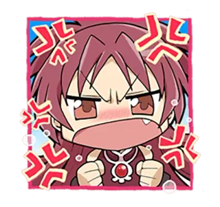 😠 Kyoko Sakura Puella Magi Madoka Magica 애니메이션, 화난, 사쿠라 쿄코, 마법소녀 마도카☆마기카, 스티커 telegram sticker