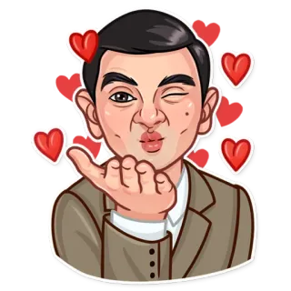 😘 Mr. Bean Mr.ビーン, アニメ, ハート, 投げキッス, 面白い, キャラクター telegram sticker