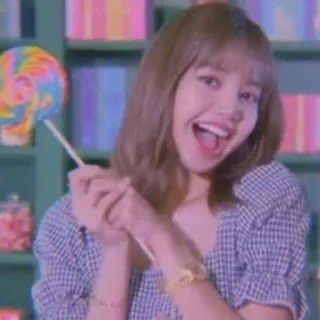 🤗 Lisa kpop, lisa, blackpink, singer, lollipop, cheerful, happy, cute whatsapp sticker
