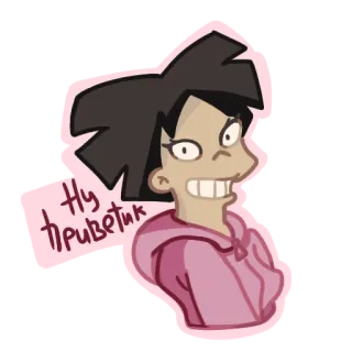 😊 Ну приветик Desenho animado, Saudação, Rosa, Mulher, Animado telegram sticker