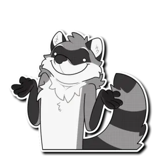 😐 енот, пожимает плечами, мультфильм, животное, стикер whatsapp sticker