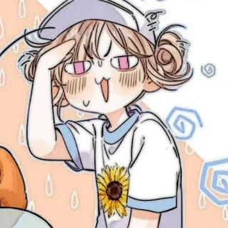 🧸 fille anime, mignon, dessin animé, tournesol, kawaii, illustration telegram sticker
