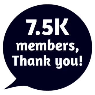 ❤ 7.5K members, Thank you! Danke, Feier, Mitglieder, Erfolg, Community whatsapp sticker