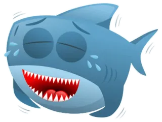 😂 鲨鱼, 卡通, 伤心, 哭泣, 动物, 鱼 telegram sticker