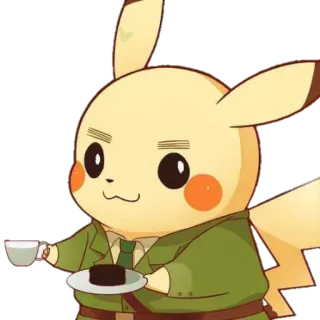 ☕ Pikachu pokemon, cartoon, cute, fanart, anime, tea, cake telegram sticker