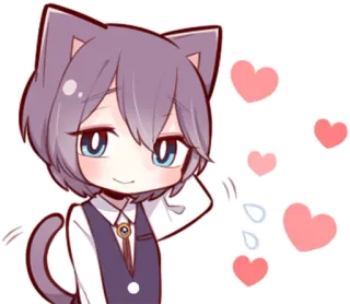 💕 chat-garçon, animé, kawaii, coeurs, mignon, manga, oreilles de chat telegram sticker