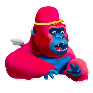 😲 Gorila, Desenho animado, Animal, Alado, Chapéu, Engraçado telegram sticker