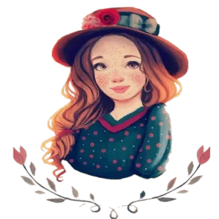 💁 femme, chapeau, art, portrait, illustration whatsapp sticker