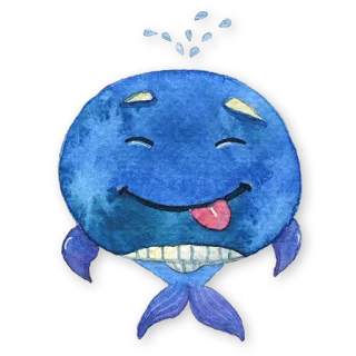 😝 baleine, animal, dessin animé, mignon, bleu, autocollant telegram sticker