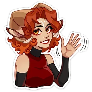 👋 การ์ตูน, สติกเกอร์, ผู้หญิง, เอลฟ์, แฟนตาซี, คลื่น, ยิ้ม telegram sticker