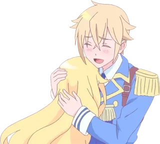 🤗 Anime, Przytulanie, Blondyn/Blondynka, Słodki, Uczuciowy telegram sticker