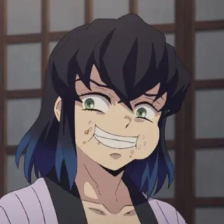 💥 Inosuke Hashibira Demon Slayer Аниме, Клинок, рассекающий демонов, Иноске, Персонаж, Смешной telegram sticker