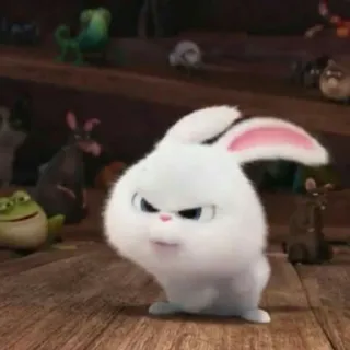 🐾 Snowball The Secret Life of Pets coniglio, animale, bianco, cartone animato whatsapp sticker
