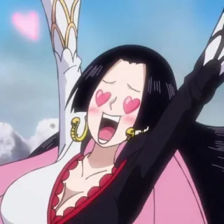 🌙 Boa Hancock One Piece Anime, Ojos de corazón, Amor, Emocionado, Fanart, Dibujos animados telegram sticker