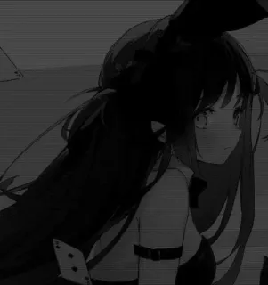 🖤 Anime Mädchen, Bunny Girl, Spielkarten, Schwarzweiß telegram sticker