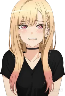 😭 Marin Kitagawa My Dress-Up Darling Anime, Gadis, Lucu, Rambut pirang, Sedih telegram sticker