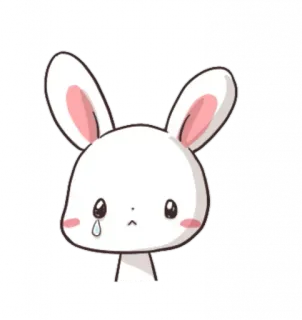 😭 lapin, mignon, triste, larme, animal, dessin animé, lapin whatsapp sticker