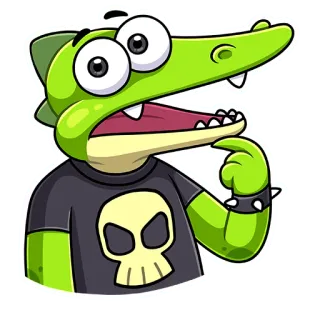 🤔 desenho animado, crocodilo, réptil, engraçado, expressão, animal, verde, adesivo telegram sticker