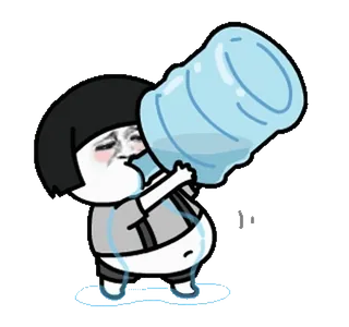 ➖ Cartone animato, Acqua, Sete, Bere, Adesivo, Divertente telegram sticker