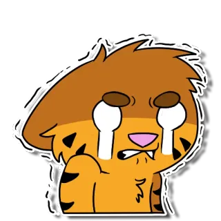 😭 chorando, triste, desenho animado, emoji, tigre, animal, lágrimas telegram sticker