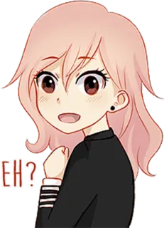 😅 EH? Anime, Cartone animato, Ragazza, Eh?, Donna, Carina, Capelli rosa whatsapp sticker