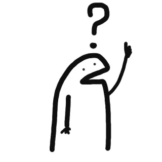 🤔 question mark, stick figure, thinking, cartoon, simple, funny, doodle whatsapp sticker